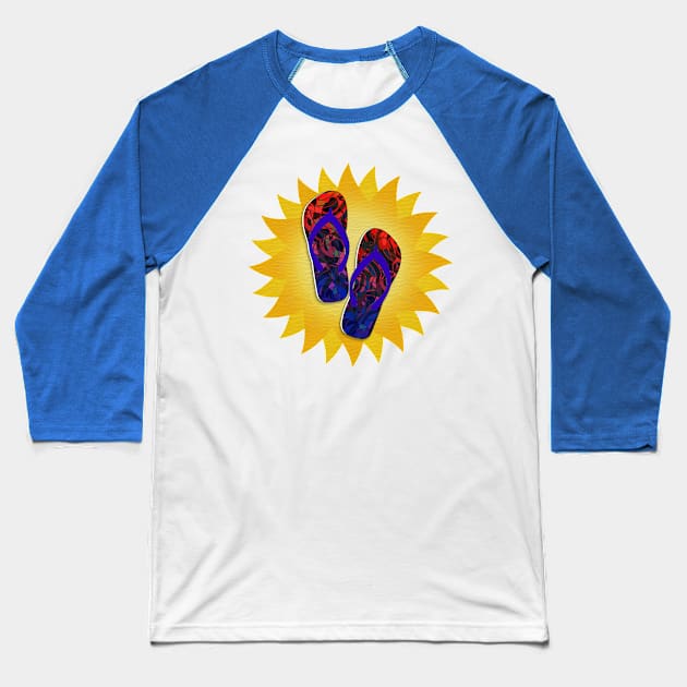 Summer Sunshine and Blue Flip-Flops Baseball T-Shirt by Gravityx9